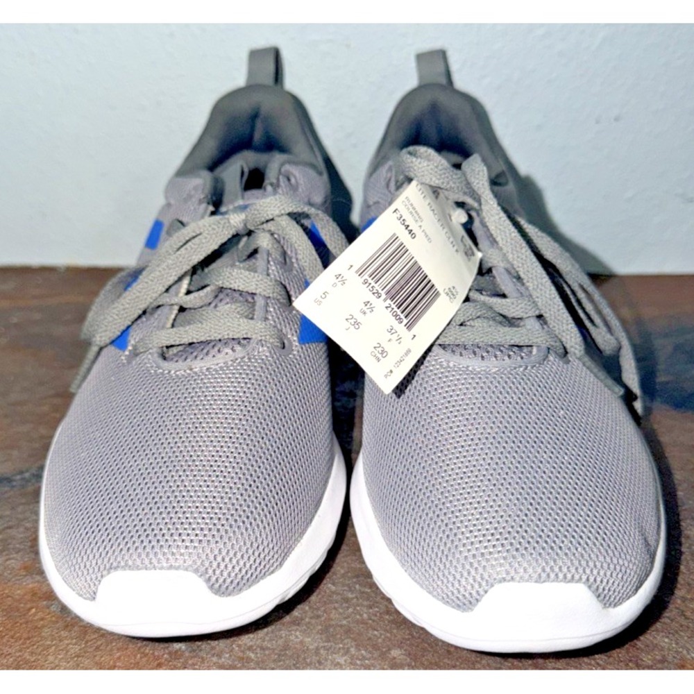 NWT adidas Lite Racer CLN K Kids Running Shoes Gray Blue F35440 Size 5